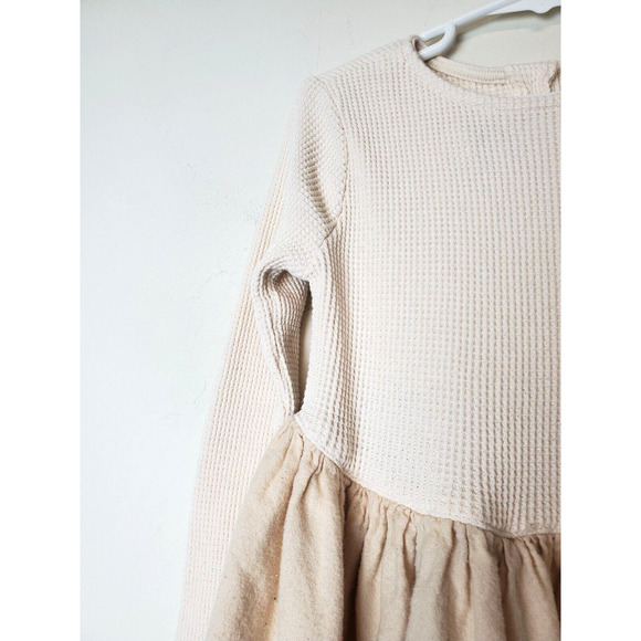 Vintage Biobottoms‎ Dress Girls 5 Natural Eco-friendly Praire Ruffle Beige 90s - Picture 2 of 9